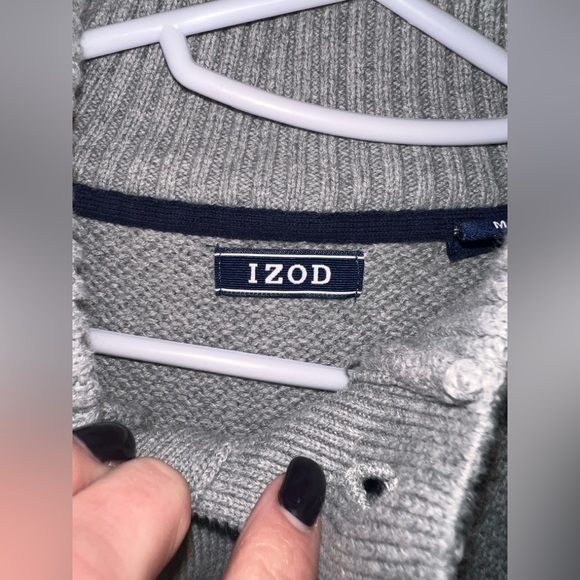 Like new Men's Izod gray button neck sweater medium - Picture 5 of 9